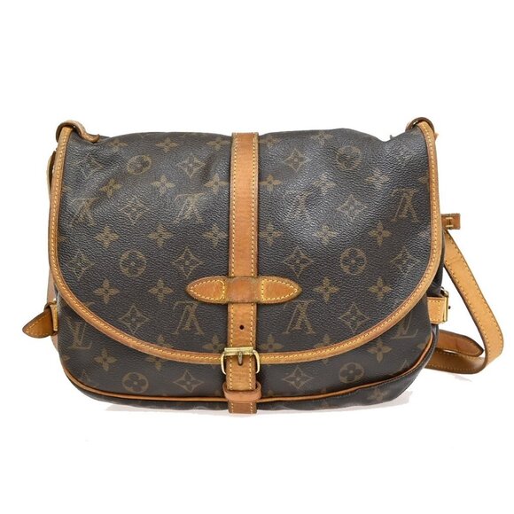 LOUIS VUITTON Logo Saumur 30 Shoulder Bag Monogram Leather Brown - Picture 3 of 16